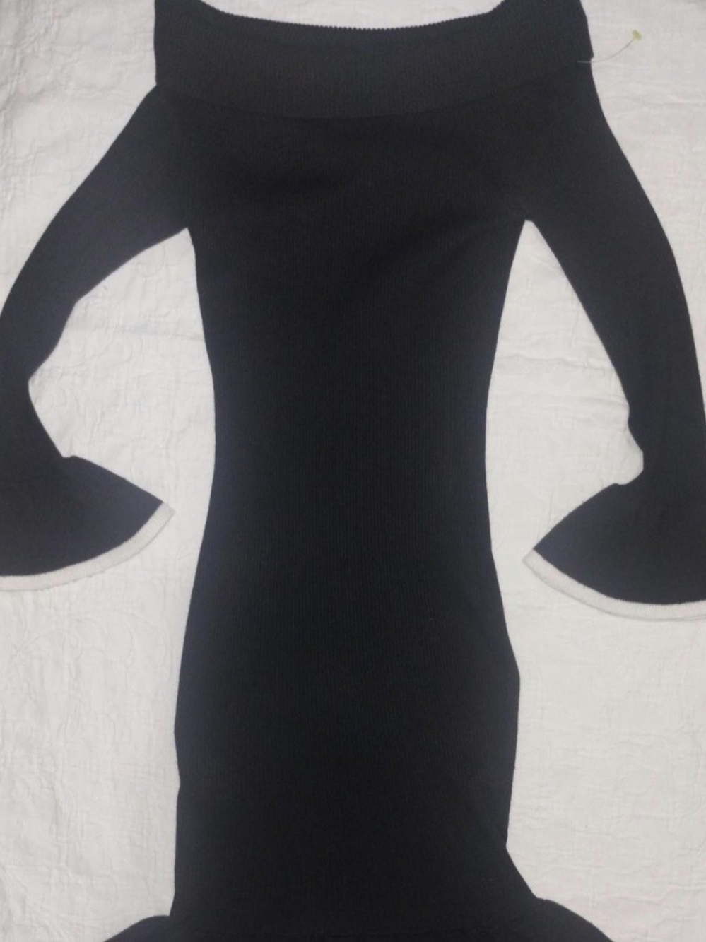 Flying Tomato Black Off-Shoulder Bell-Sleeve Bodycon Dress
